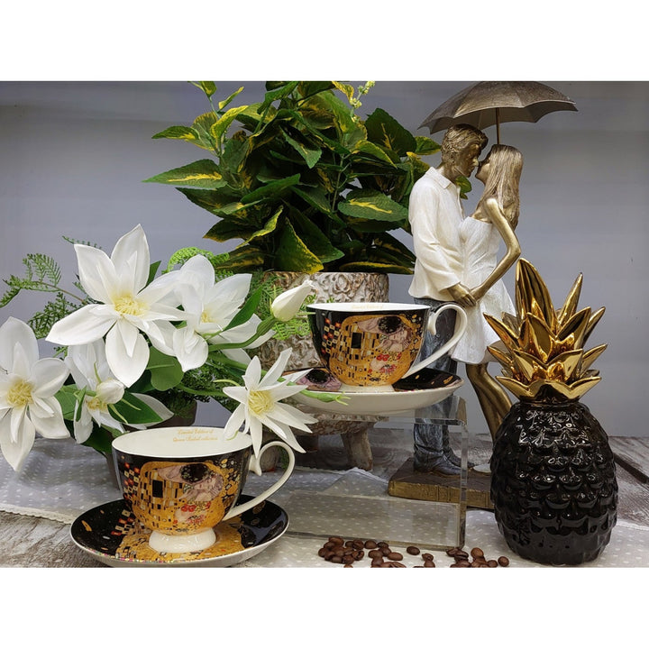 Sæt med 2 porcelænskopper Queen Isabell, motiv Klimts Kys, 250 ml, W8KL356-22383