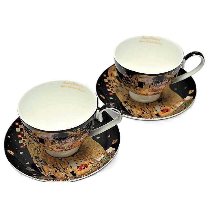 Sæt med 2 porcelænskopper Queen Isabell, motiv Klimts Kys, 250 ml, W8KL356-22383