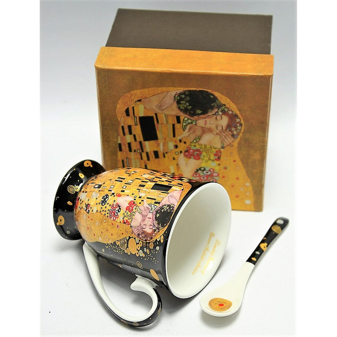 Porcelænskrus med ske Queen Isabel, ske, motiv Klimt Kysset, 300 ml, W9KL338-09121