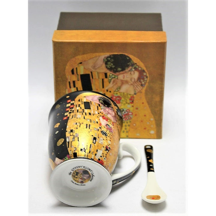 Porcelænskrus med ske Queen Isabel, ske, motiv Klimt Kysset, 300 ml, W9KL338-09121