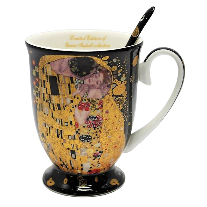 Porcelænskrus med ske Queen Isabel, ske, motiv Klimt Kysset, 300 ml, W9KL338-09121