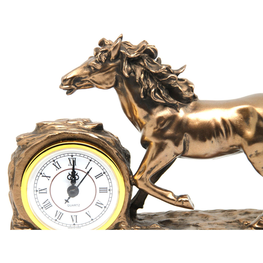Figur af galoperende hest, ur, brun borddekoration, Queen Isabel