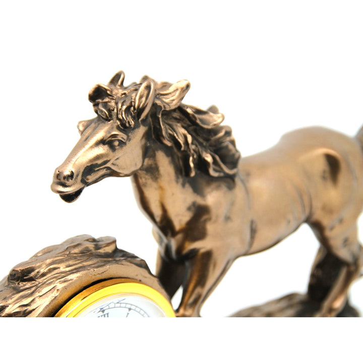 Figur af galoperende hest, ur, brun borddekoration, Queen Isabel