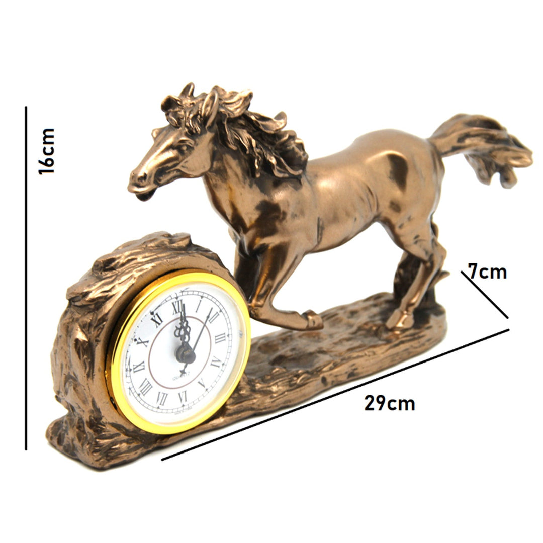 Figur af galoperende hest, ur, brun borddekoration, Queen Isabel