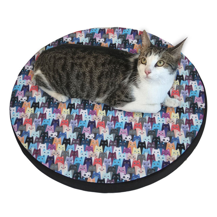 Bertoni kattebed / madras, af elastisk skum, diameter 55 cm, mønster Meow, Ring