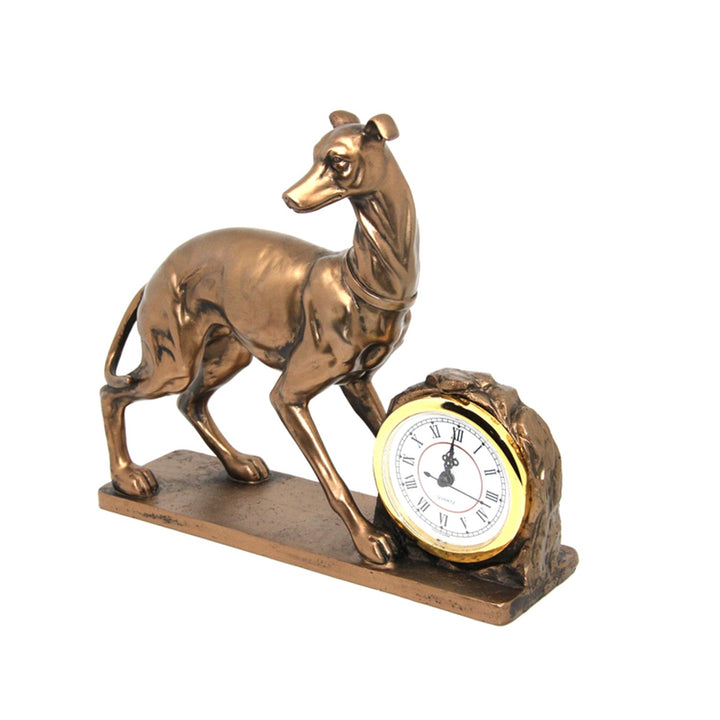 Figur af en hund, Chart, Ur, Brun dekorativ skulptur, Queen Isabel