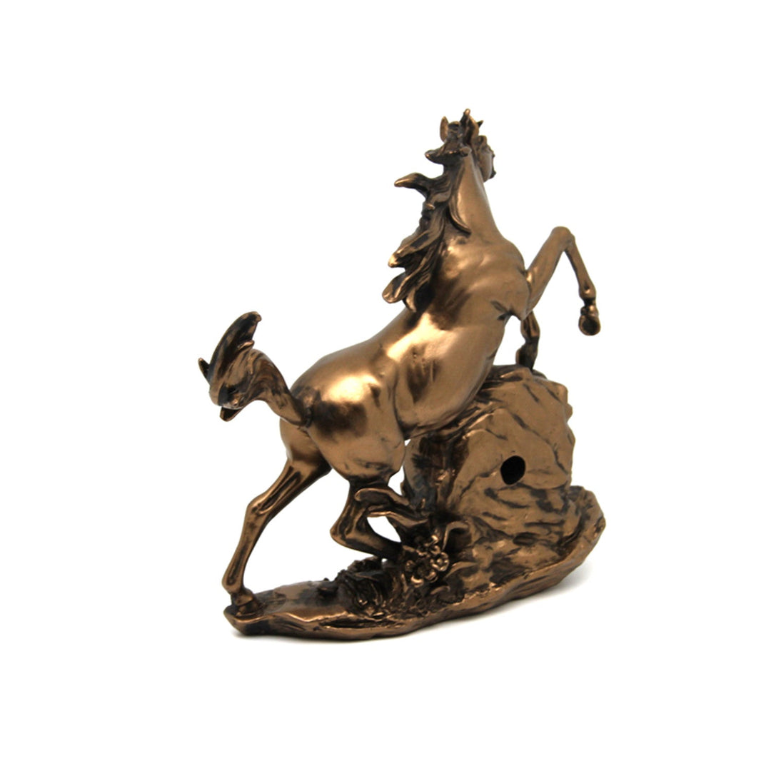 Figur af springende hest, ur, brun dekoration, Dronning Isabel