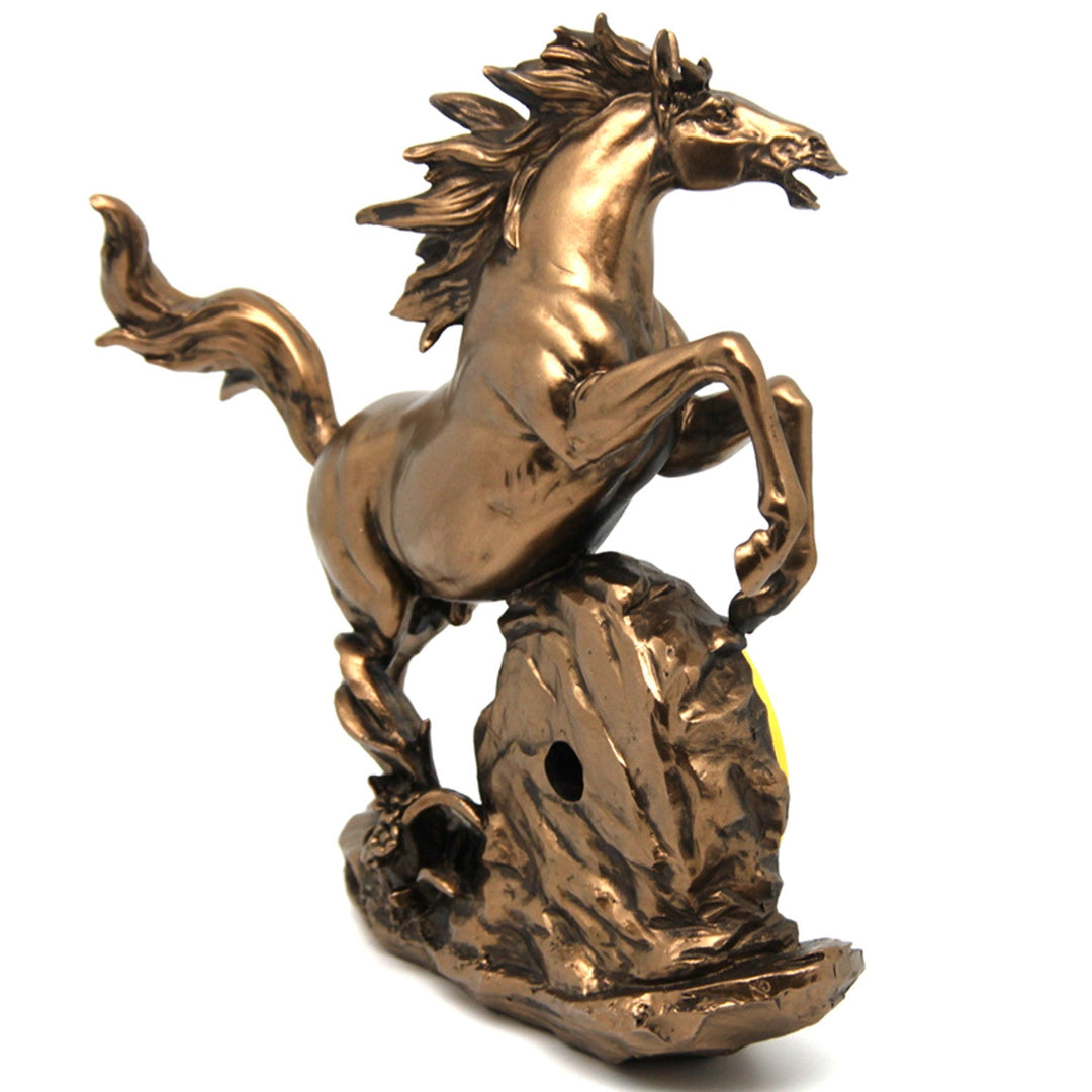 Figur af springende hest, ur, brun dekoration, Dronning Isabel