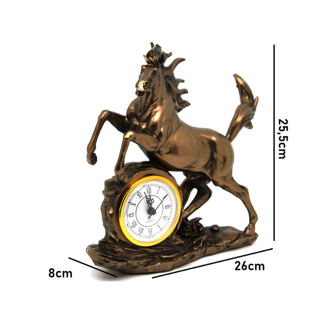 Figur af springende hest, ur, brun dekoration, Dronning Isabel