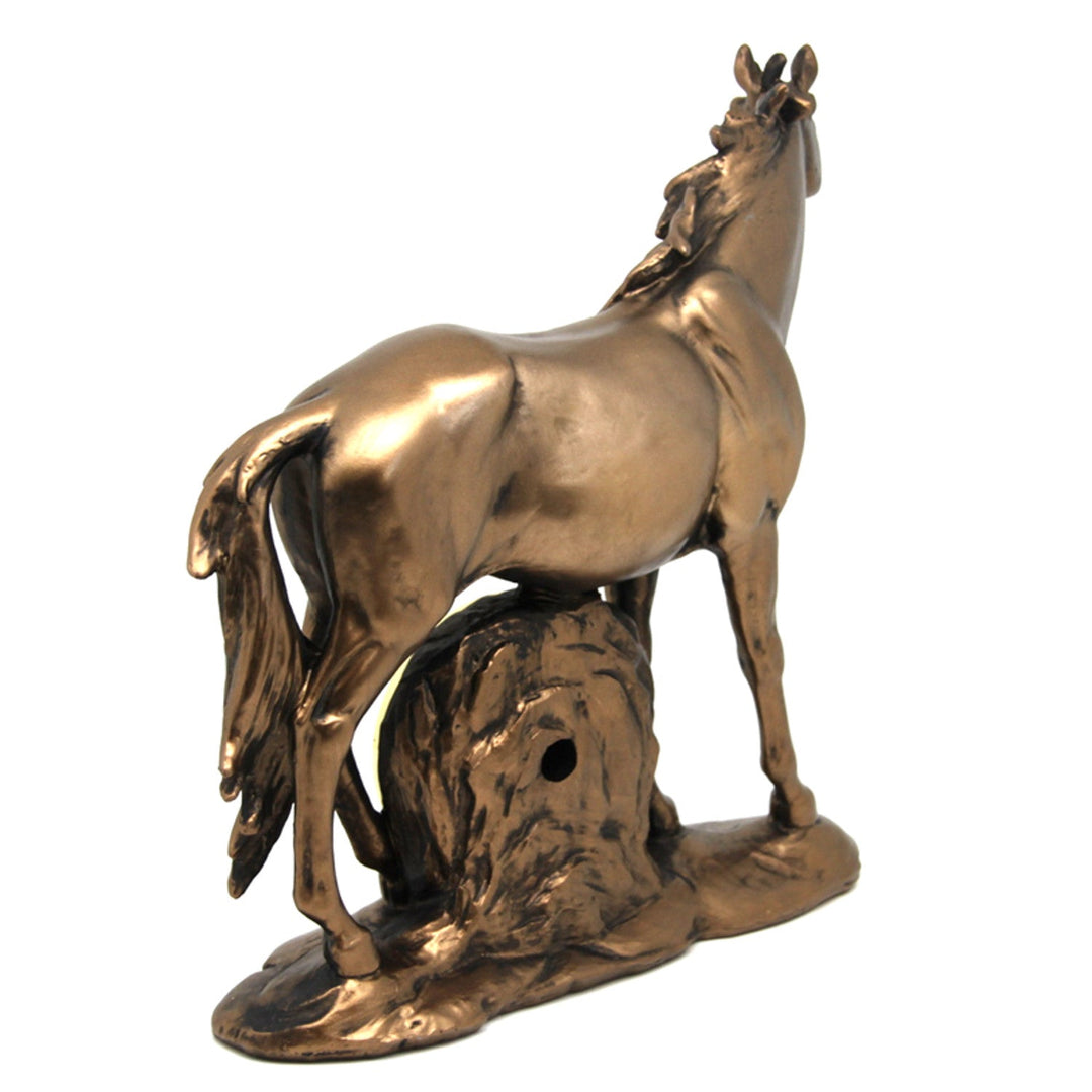 Figur af stående hest, ur, dekorativ bronzefigur, Queen Isabel