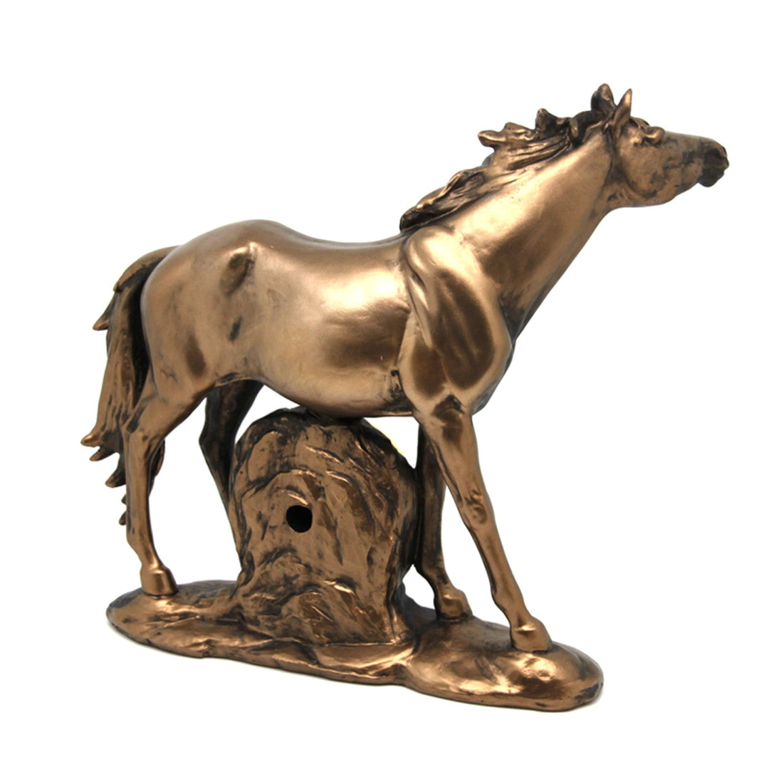 Figur af stående hest, ur, dekorativ bronzefigur, Queen Isabel