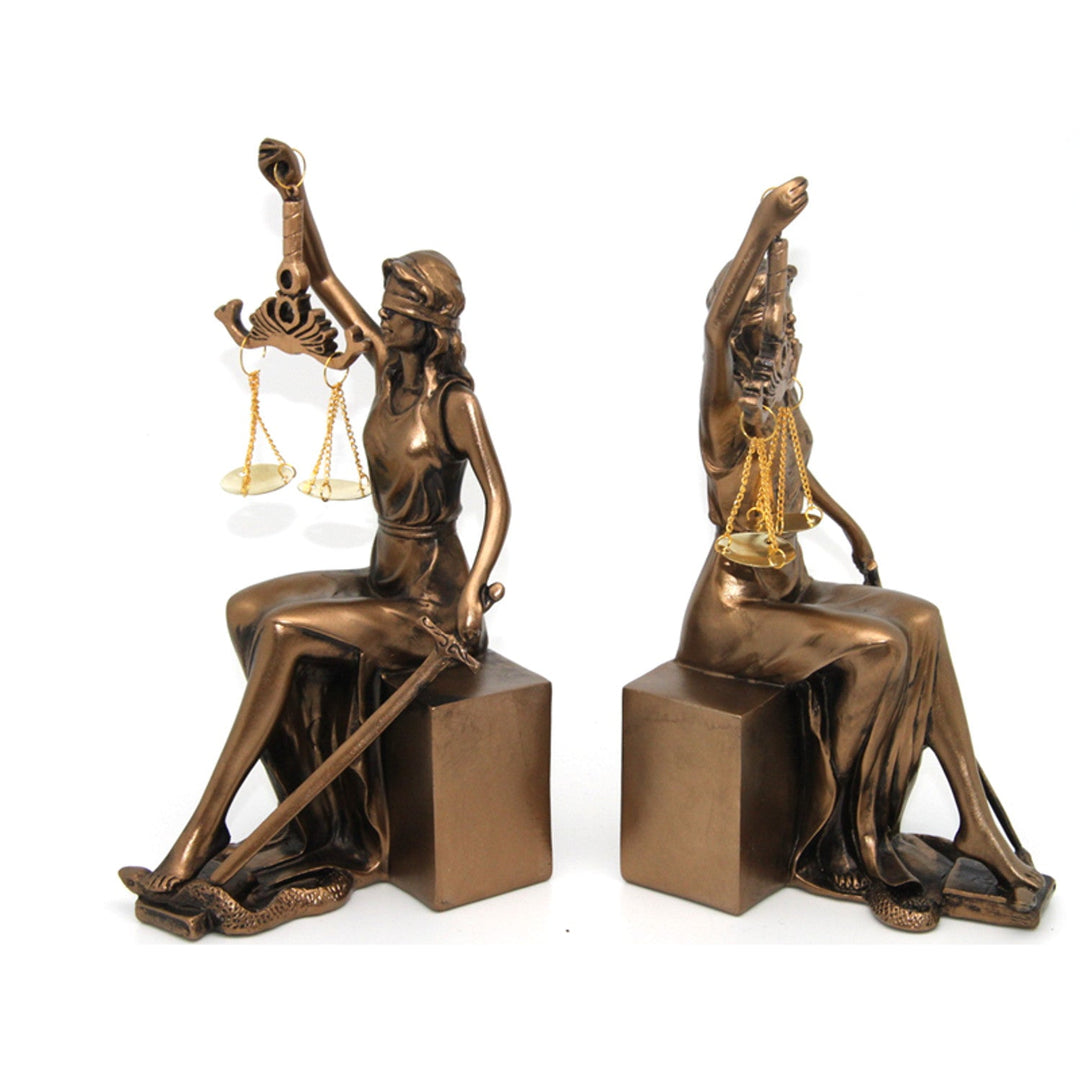 Figuriner af Themis med vægt og sværd, bogstøtter, Queen Isabel, 2 stk.