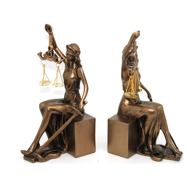 Figuriner af Themis med vægt og sværd, bogstøtter, Queen Isabel, 2 stk.