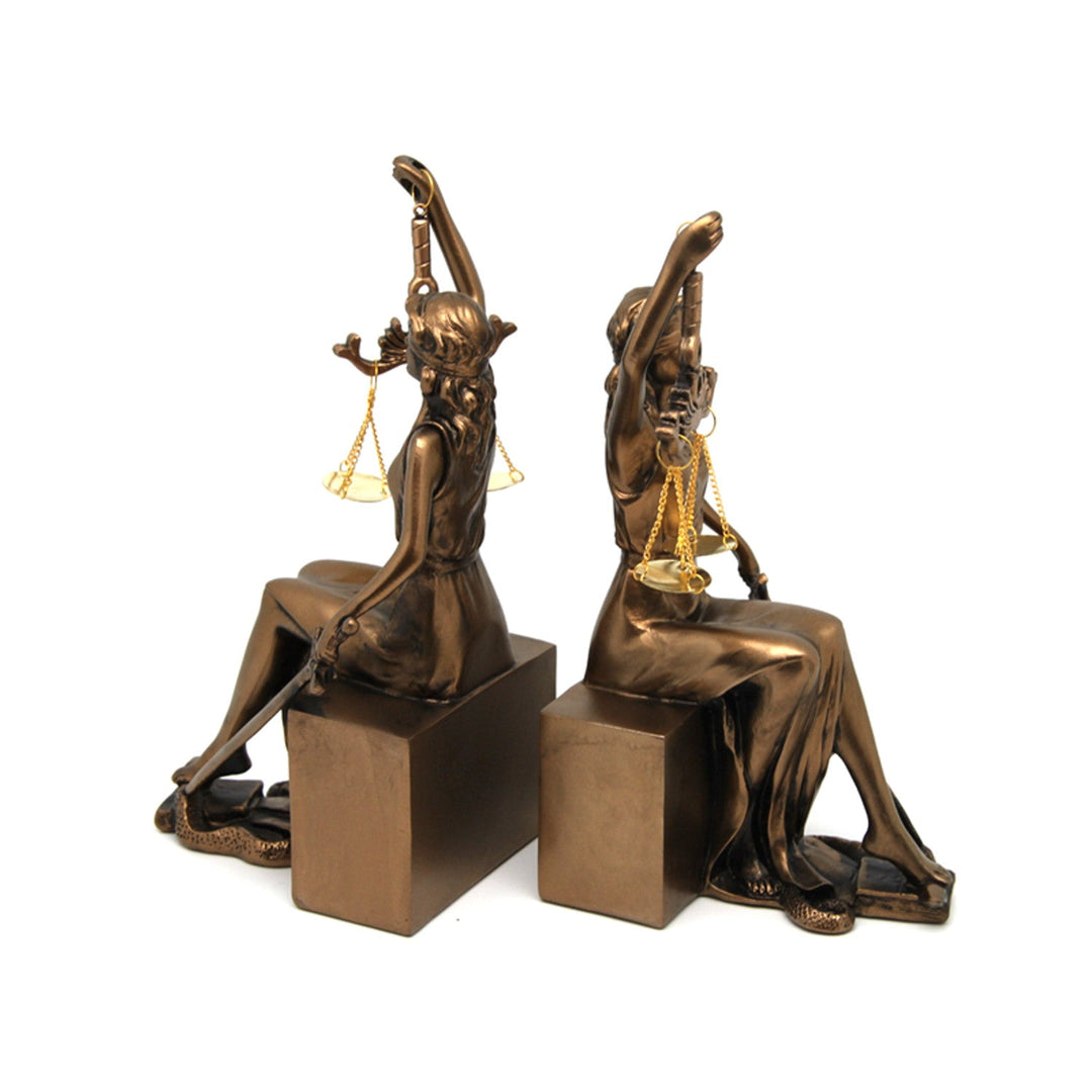 Figuriner af Themis med vægt og sværd, bogstøtter, Queen Isabel, 2 stk.