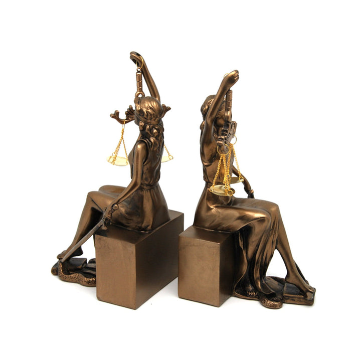 Figuriner af Themis med vægt og sværd, bogstøtter, Queen Isabel, 2 stk.