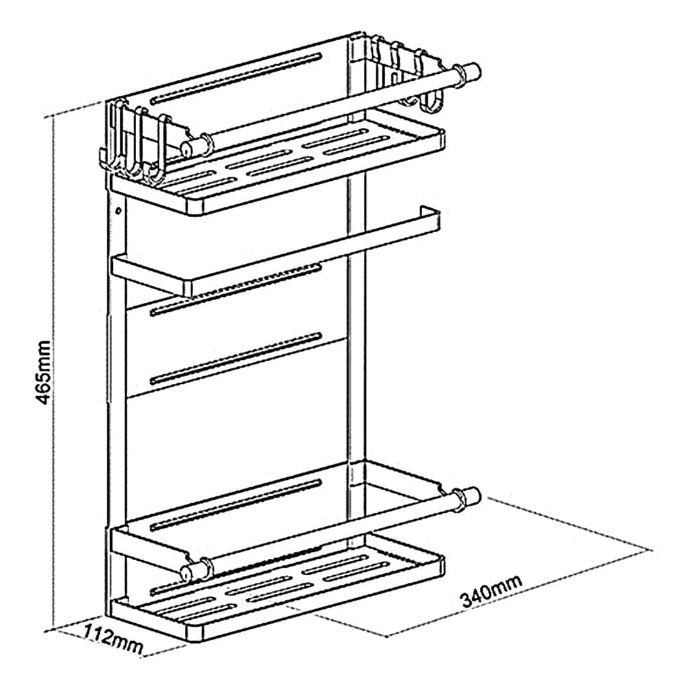 Magnetisk hylde til køleskab/vaskemaskine Maclean, sort, maks. 12 kg, MC-910, 4 stk.