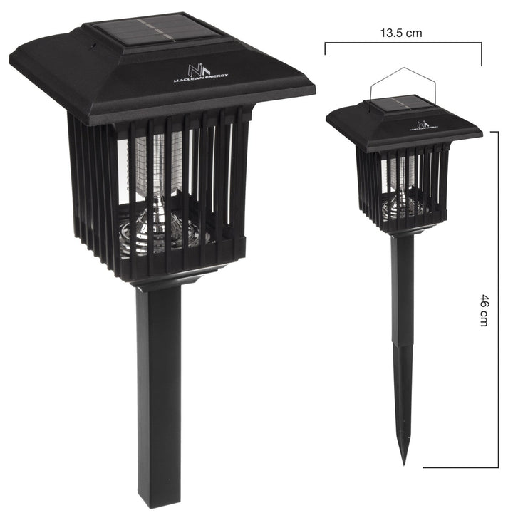 Maclean LED-insektlampe, IP44, LED/UV, batteri 2*AA Ni-MH 200 mAh, solcelle 2V DC MCE448, 2 stk.