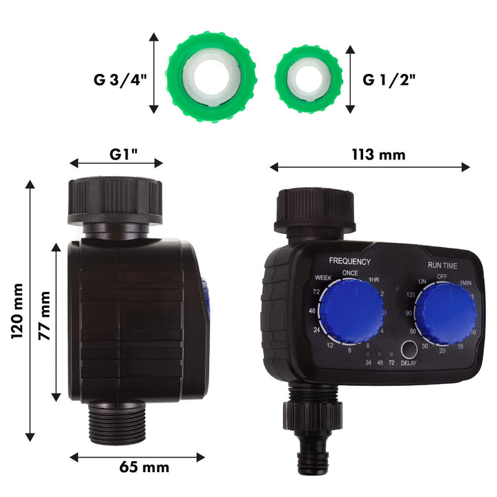 GreenBlue elektronisk vandingskontrol, programmeringsenhed, strømforsyning 2x 1,5V AA, GB391 + 2x AA alkalisk batteri Varta Industrial