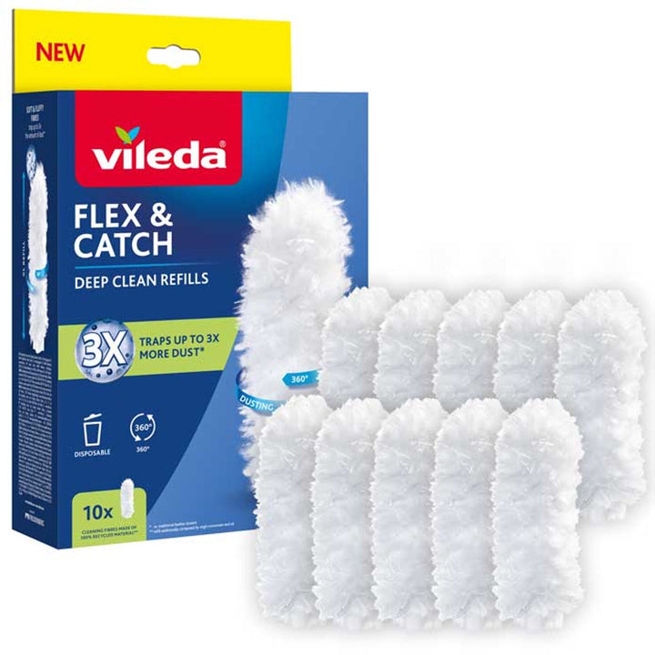 Indlæg til Vileda Flex&Catch støvkost, 10 stk., 100 % genanvendte fibre, 360° indlæg