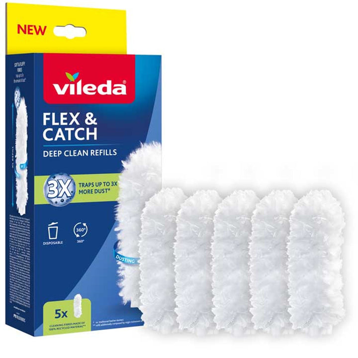 Indlæg til Vileda Flex&Catch støvekkost, 5 stk., 100 % genanvendte fibre, 360° indlæg