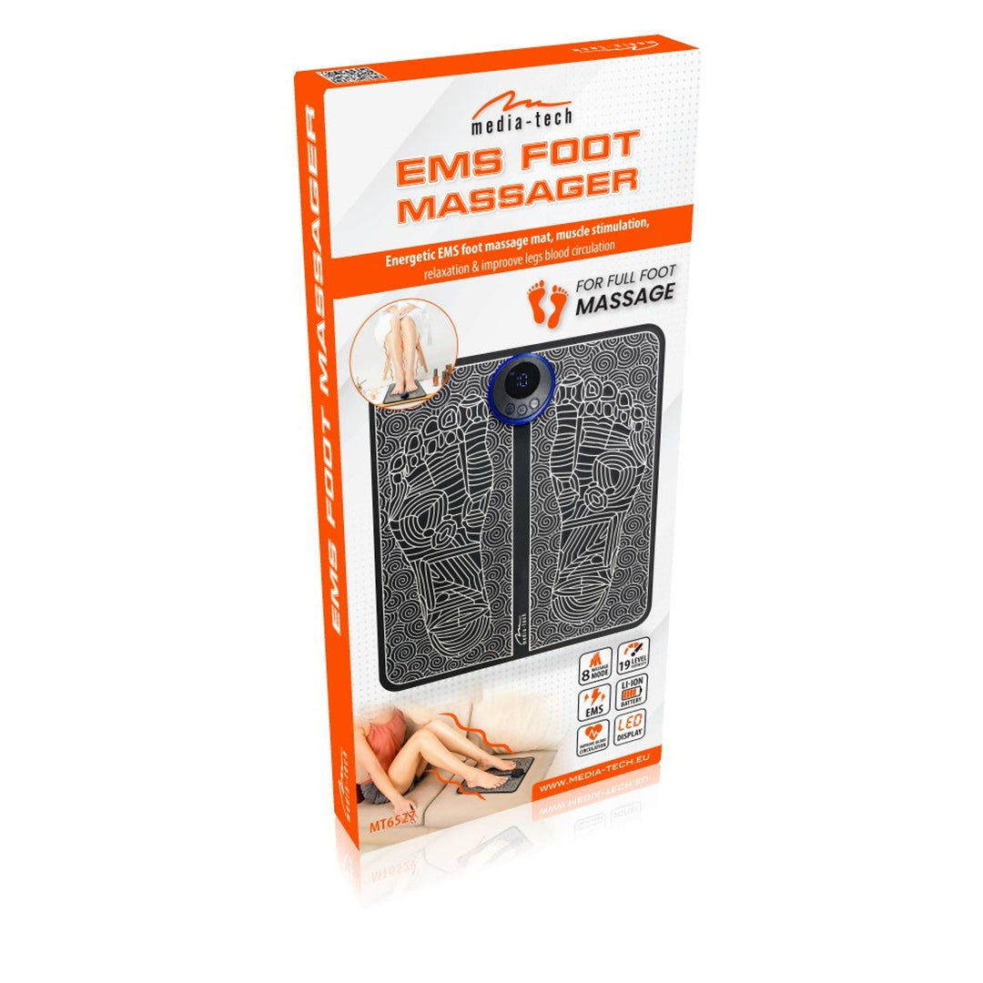 Media-Tech fodmassageapparat, massage med EMS-elektrostimulering, 8 programmer, 19 intensitetsniveauer, MT6527