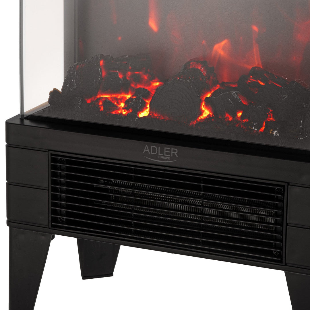 Elektrisk LED-pejs med fjernbetjening, 2 varmeeffekter 1000 W/2000 W, termostat, Adler AD 7755