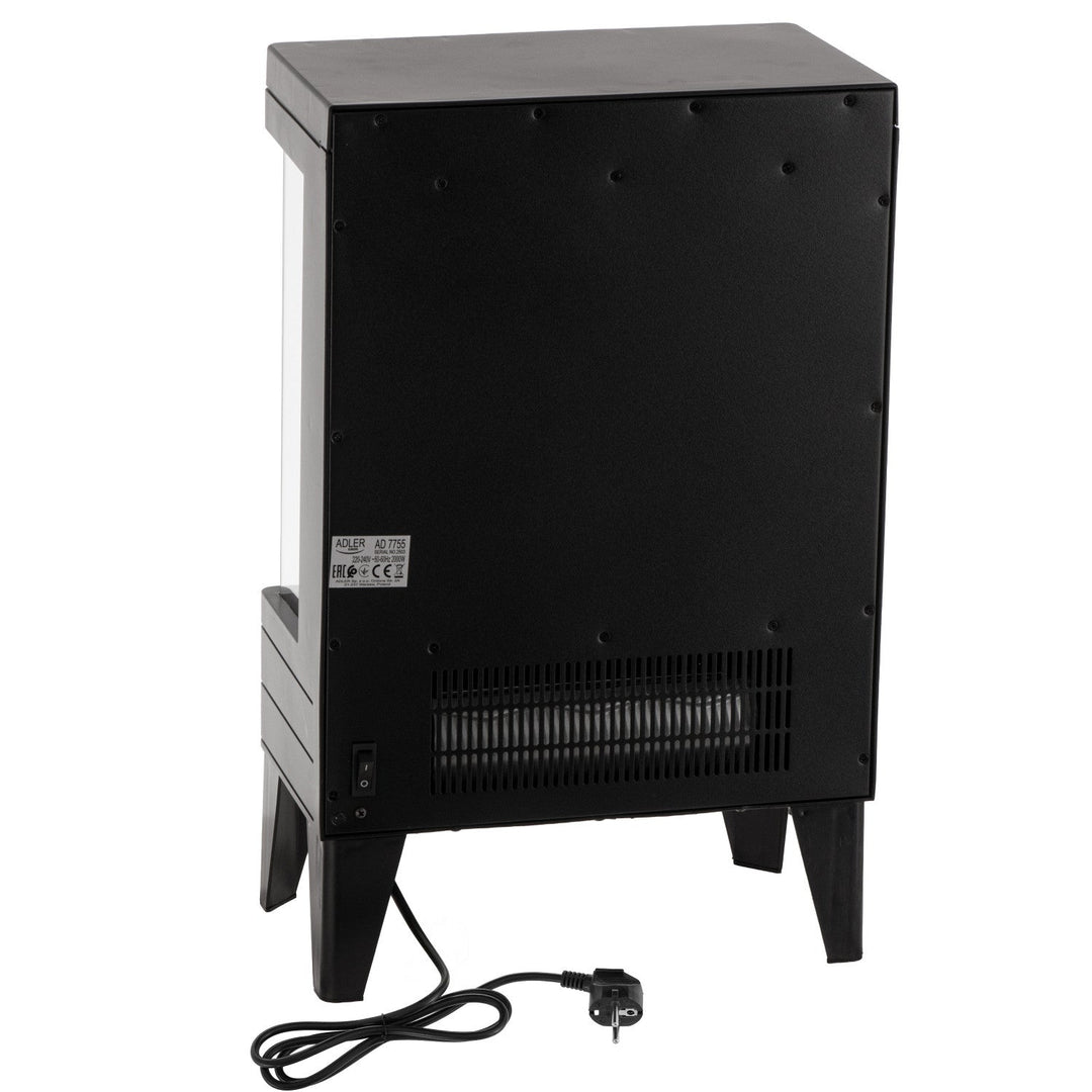 Elektrisk LED-pejs med fjernbetjening, 2 varmeeffekter 1000 W/2000 W, termostat, Adler AD 7755