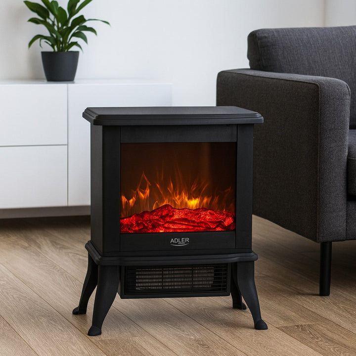 Adler elektrisk pejs, 2 varmeindstillinger, maks. effekt 1800 W, termostat, 3D-flammeeffekt, AD 7754