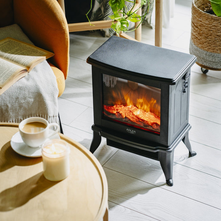 Adler elektrisk pejs, 2 varmeindstillinger, maks. effekt 1800 W, termostat, 3D-flammeeffekt, AD 7754