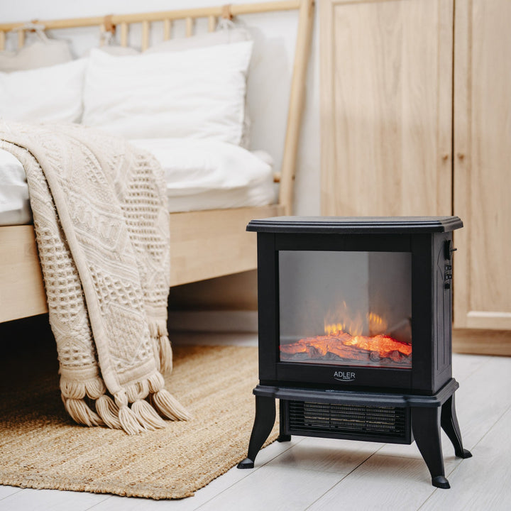 Adler elektrisk pejs, 2 varmeindstillinger, maks. effekt 1800 W, termostat, 3D-flammeeffekt, AD 7754