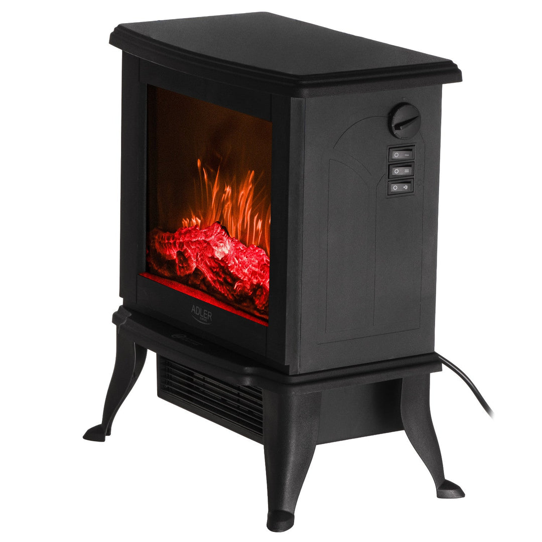 Adler elektrisk pejs, 2 varmeindstillinger, maks. effekt 1800 W, termostat, 3D-flammeeffekt, AD 7754