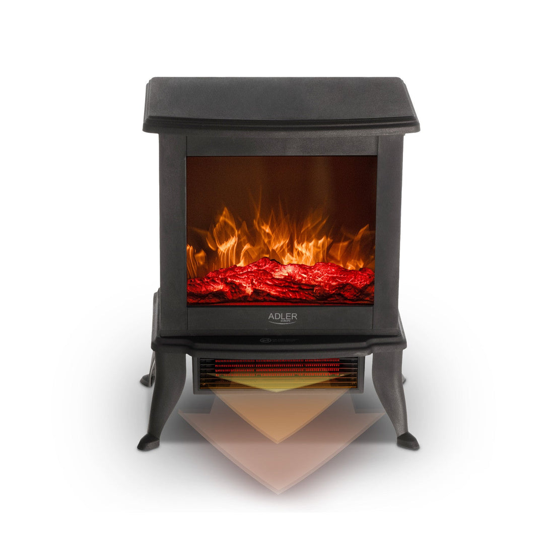 Adler elektrisk pejs, 2 varmeindstillinger, maks. effekt 1800 W, termostat, 3D-flammeeffekt, AD 7754