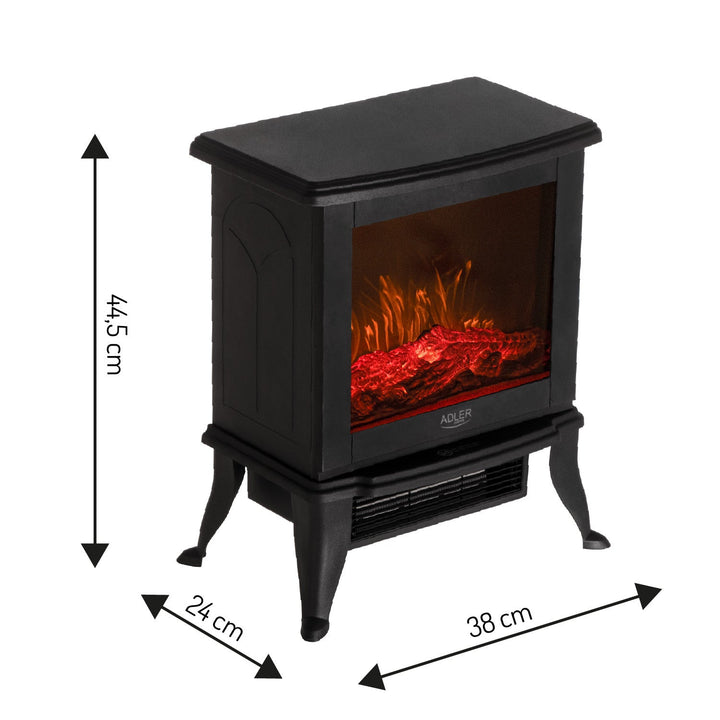 Adler elektrisk pejs, 2 varmeindstillinger, maks. effekt 1800 W, termostat, 3D-flammeeffekt, AD 7754