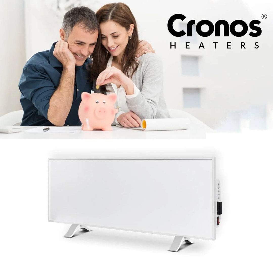 Cronos infrarød radiator, 330 W, hvid, allergivenlig, ultratynd, mat overflade, opvarmer et areal på op til 12 m2, Synthelith PRO CRP-330TWP White