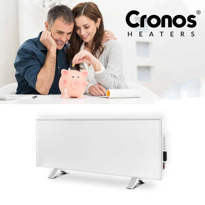 Cronos infrarød radiator, 330 W, hvid, allergivenlig, ultratynd, mat overflade, opvarmer et areal på op til 12 m2, Synthelith PRO CRP-330TWP White
