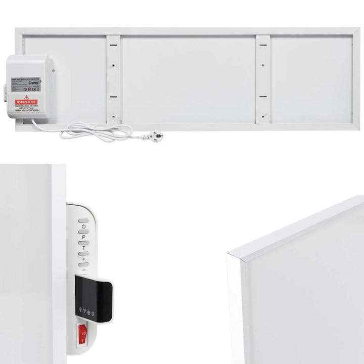 Cronos infrarød radiator, 330 W, hvid, allergivenlig, ultratynd, mat overflade, opvarmer et areal på op til 12 m2, Synthelith PRO CRP-330TWP White