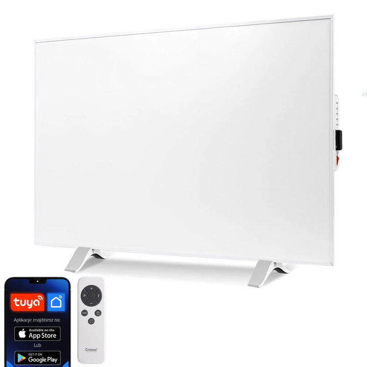 Cronos infrarød radiator, 300 W, hvid, allergivenlig, ultratynd, mat overflade, opvarmer et areal på op til 9 m2, Synthelith PRO CRP-300TWP White