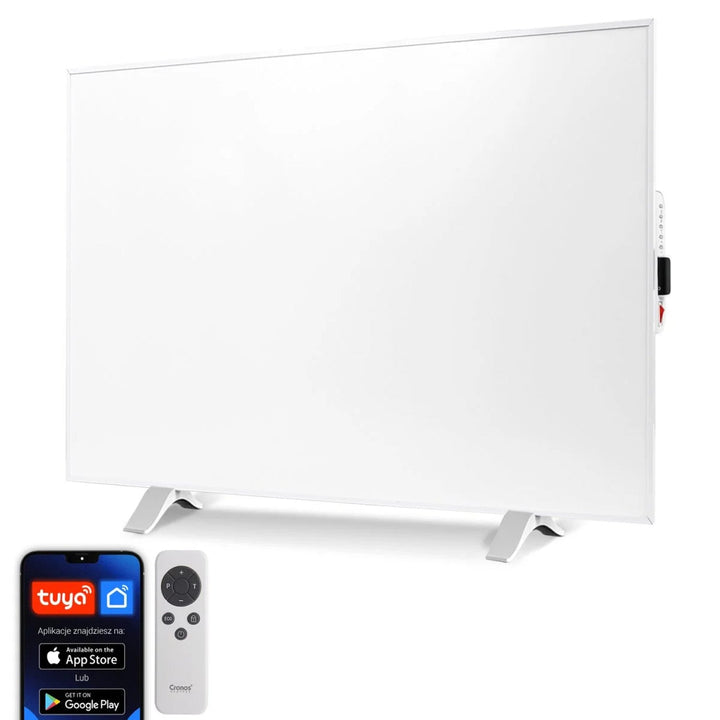 Cronos infrarød radiator, 500 W, hvid, allergivenlig, ultratynd, mat overflade, opvarmer et areal på op til 14 m2, Synthelith PRO CRP-500TWP White