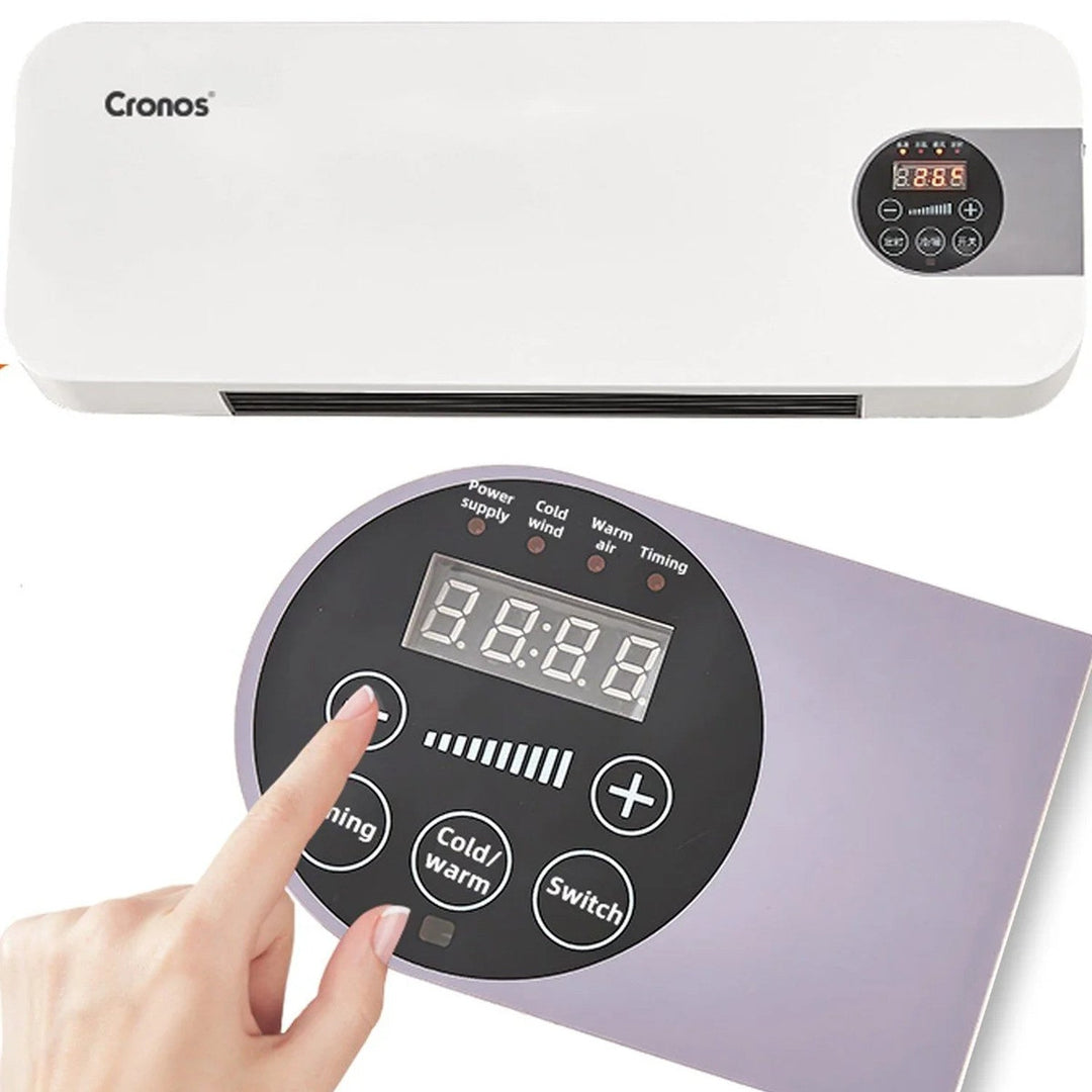 Cronos varmluftventilator, effekt 1500 W, lavt strømforbrug, bred blæsevinkel, fjernbetjening, HFH-201