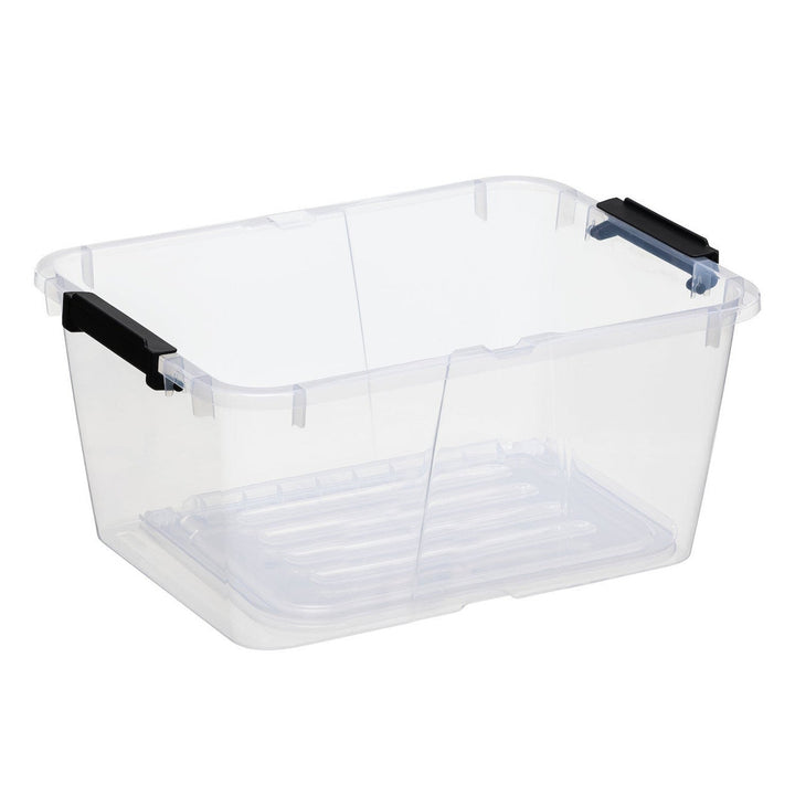 Beholder med dobbelt låg Plast Team Home Box Flex 15L, foldbart låg, sikkerhedsklemmer, gennemsigtig, 23010800