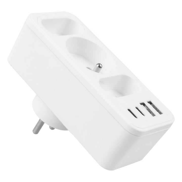 Stikkontakt x3 + 4xUSB Maclean, stikdåse med 3 stik, 2xUSB A, 2xUSB C PD 20W, 1x16A + 2x6A, MCE248 F/W, 3 stk.