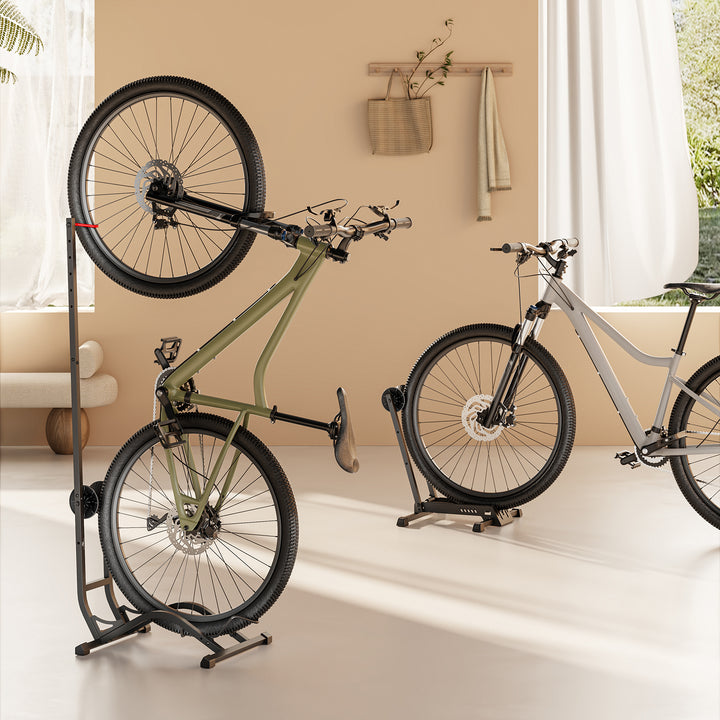 Maclean gulvcykelstativ, fritstående, vandret/lodret, til opbevaring, stål, maks. belastning 35 kg, MC-170