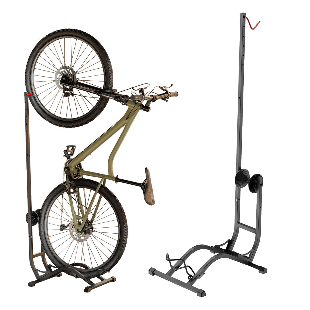 Maclean gulvcykelstativ, fritstående, vandret/lodret, til opbevaring, stål, maks. belastning 35 kg, MC-170