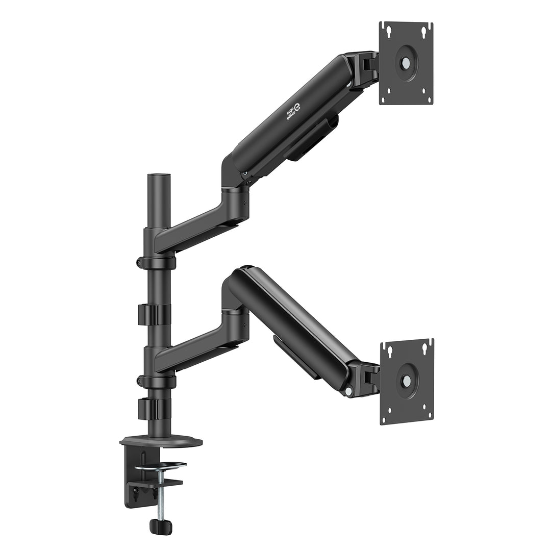 Ergo Office-holder/ophæng til 2 skærme, gasfjeder, 17"-32", 1-10 kg, mat sort, ER-692 B