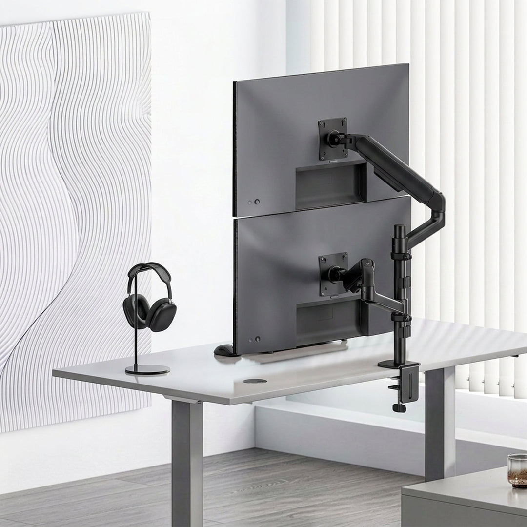 Ergo Office-holder/ophæng til 2 skærme, gasfjeder, 17"-32", 1-10 kg, mat sort, ER-692 B