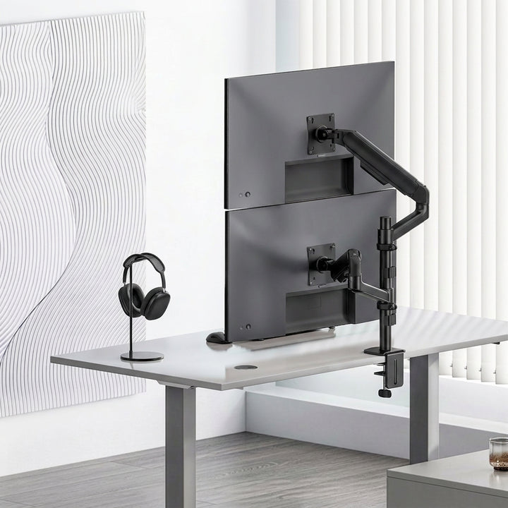 Ergo Office-holder/ophæng til 2 skærme, gasfjeder, 17"-32", 1-10 kg, mat sort, ER-692 B