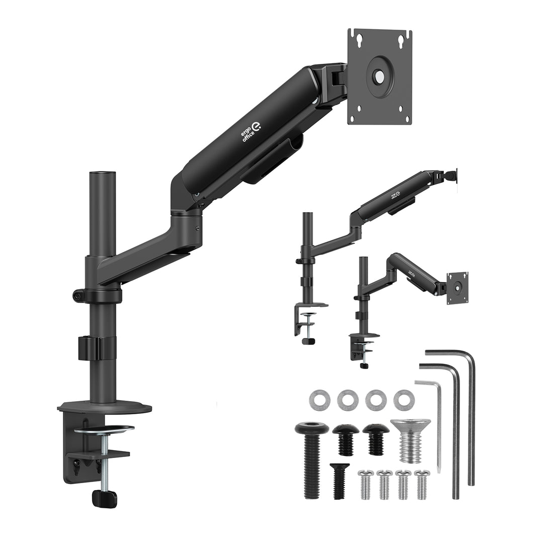 Ergo Office-skærmholder/ophæng, gasfjeder, 17"-32", 1-10 kg, mat sort, maks. VESA 100x100, ER-691 B
