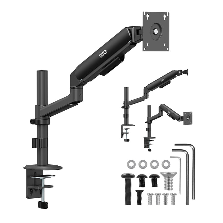 Ergo Office-skærmholder/ophæng, gasfjeder, 17"-32", 1-10 kg, mat sort, maks. VESA 100x100, ER-691 B