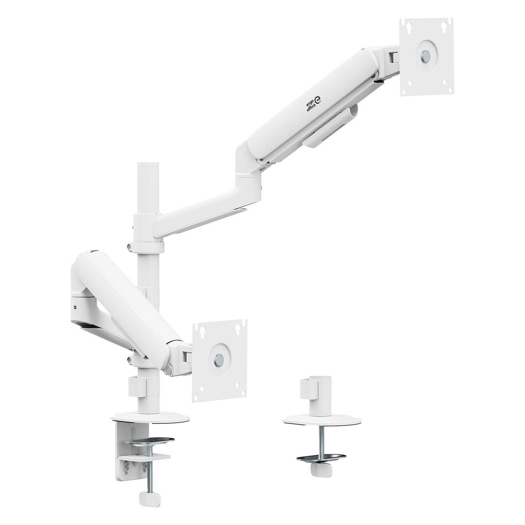 Ergo Office-holder/ophæng til 2 skærme, gasfjeder, 17"-32", 1-10 kg, mat hvid, ER-692 W