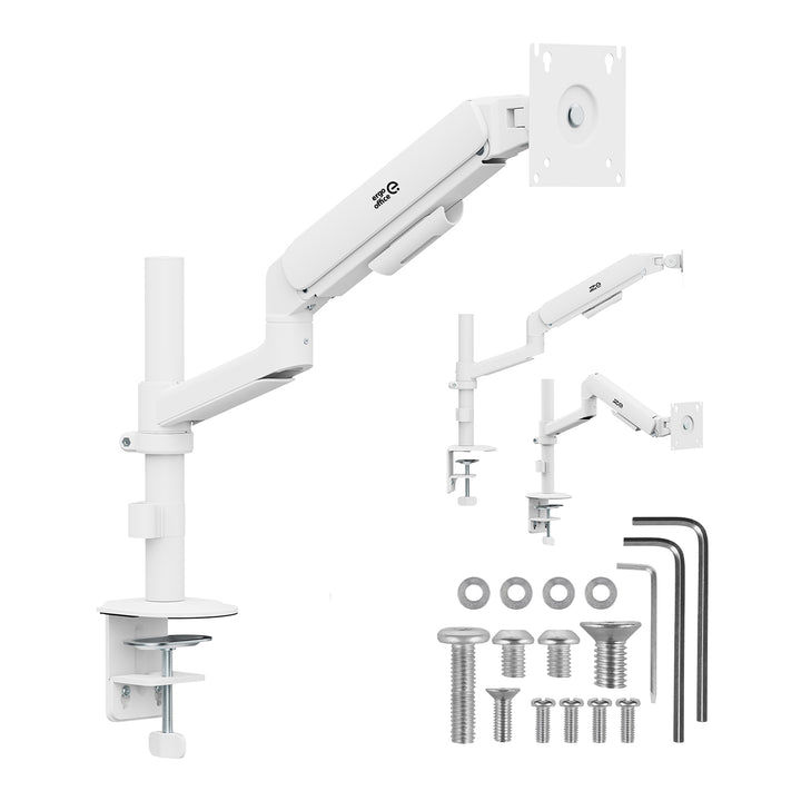 Ergo Office-skærmholder/ophæng, gasfjeder, 17"-32", 1-10 kg, mat hvid, maks. VESA 100x100, ER-691 W